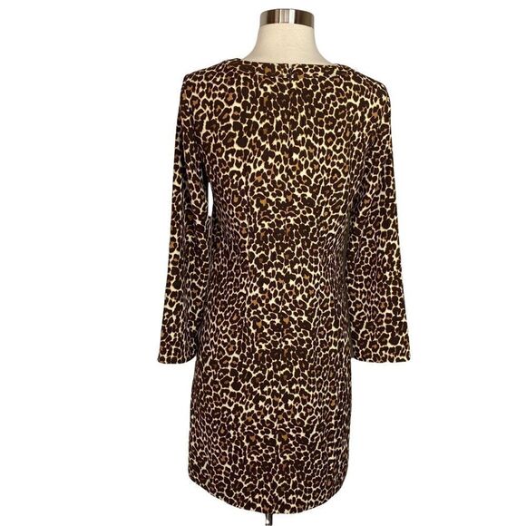 J Crew Factory Womens Leopard Print Dress Size 00 Long Sleeve Brown Tan - Picture 4 of 10